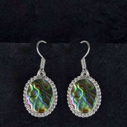 Abalone Shell Crystal Stone Oval Shape Earring