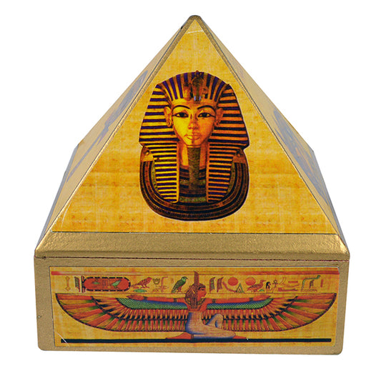 Wooden Pyramid Wish Box Egyptian Sticker 15.2 cm (6 inch)
