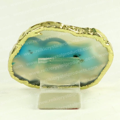 Crystal Stone Agate Ek Onkar Sileces & Coaster for Table Decoration