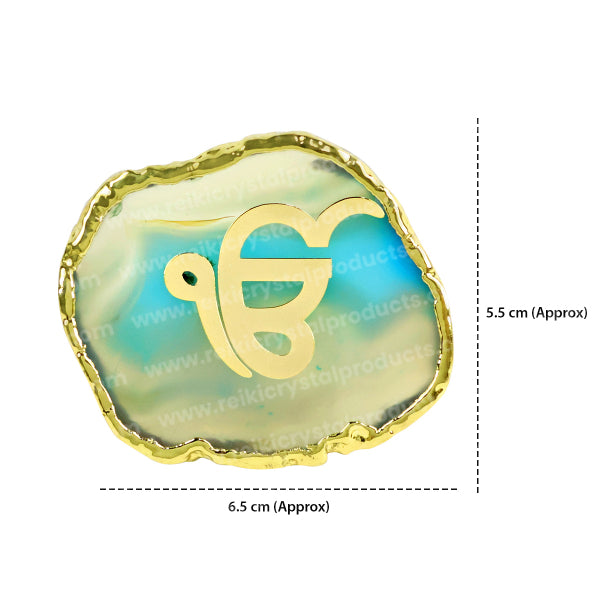 Crystal Stone Agate Ek Onkar Sileces & Coaster for Table Decoration