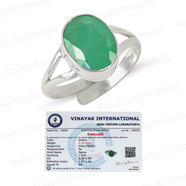Natural Certified Original Gemstone Adjustable Silver Ring for Unisex