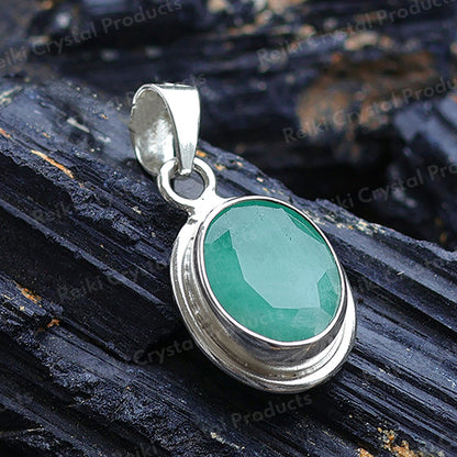 Natural Certified Panna Emerald Gemstone Pendant Original Silver 92.5 Pendant 5 CT