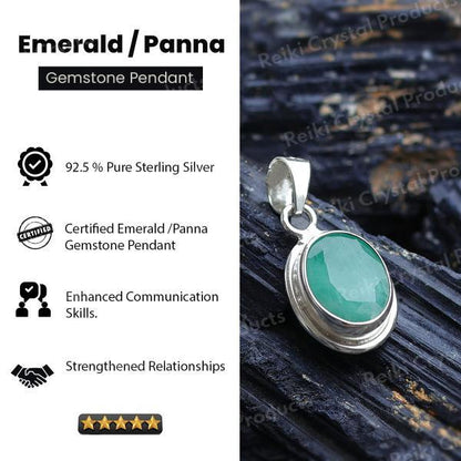 Natural Certified Panna Emerald Gemstone Pendant Original Silver 92.5 Pendant 5 CT