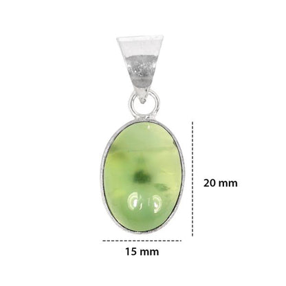 Natural Epidot Oval Shape Pendant Locket with Metal Chain for Unisex