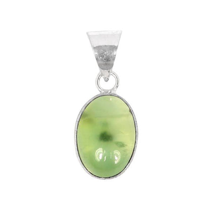 Natural Epidot Oval Shape Pendant Locket with Metal Chain for Unisex