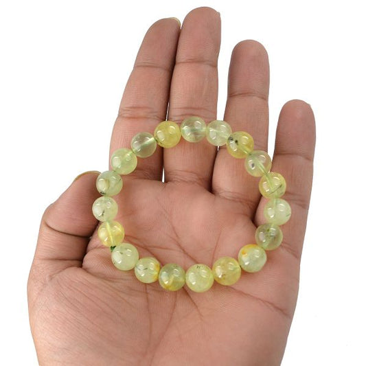 Epidote/ Prehnite10 mm Round Bead Bracelet