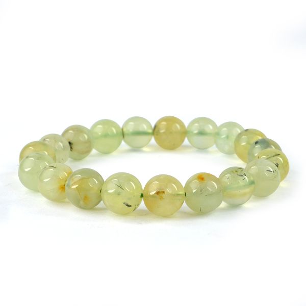 Epidote/ Prehnite10 mm Round Bead Bracelet