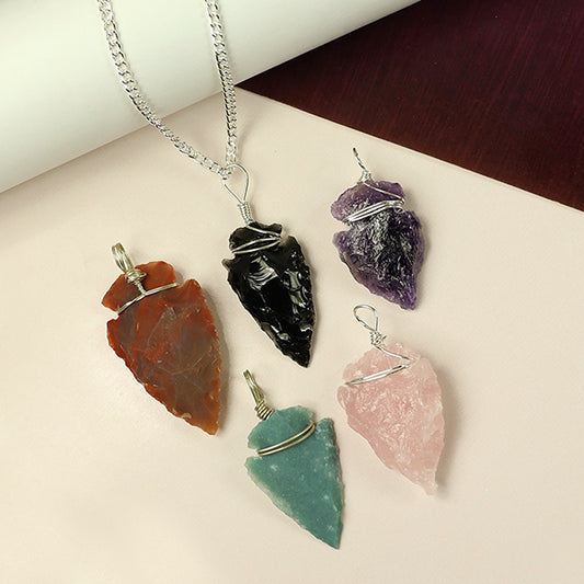 Natural Arrow Head Pendant With Chain