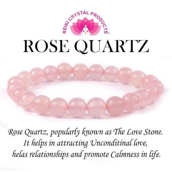 ertified Rose Quartz 8 mm Round Bead Bracelet for Love, Emotional Healing, Harmony & Self-Love
