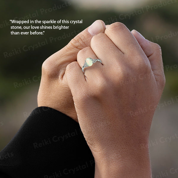 AAA Adjustable Ethiopian Opal Gemstone Ring for Women Girls