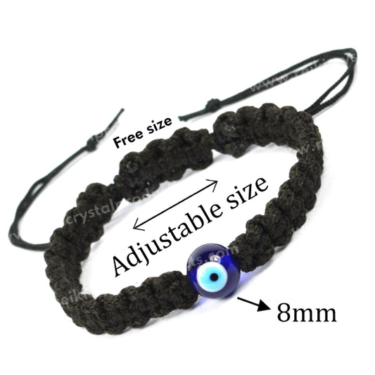 Evil Eye Crystal Stone Macrame Nylon Cord Adjustable Energized By Reiki Grand Master