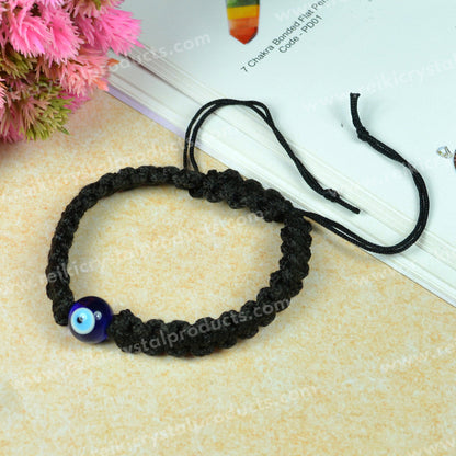Evil Eye Crystal Stone Macrame Nylon Cord Adjustable Energized By Reiki Grand Master
