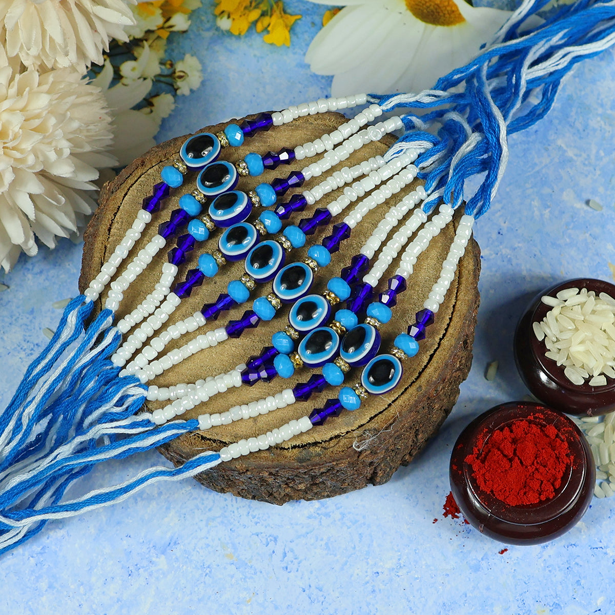 Evil Eye Combo Rakhi Bhaiya Bhabhi Rakhi Set with Roli Tilak & Best Brother Sister
