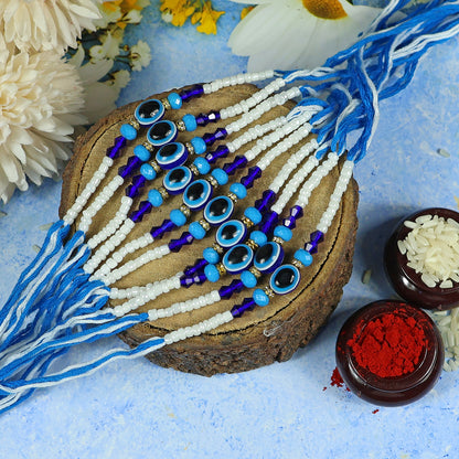 Evil Eye Combo Rakhi Bhaiya Bhabhi Rakhi Set with Roli Tilak & Best Brother Sister