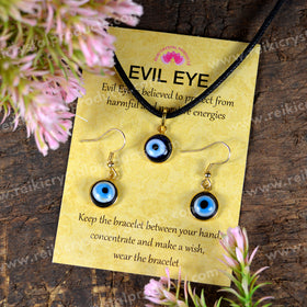 Evil Eye Pendant With Earring Golden Colour For Protection