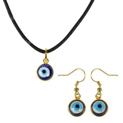 Evil Eye Pendant With Earring Golden Colour For Protection