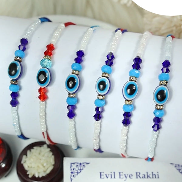Evil Eye Combo Rakhi Bhaiya Bhabhi Rakhi Set with Roli Tilak & Best Brother Sister