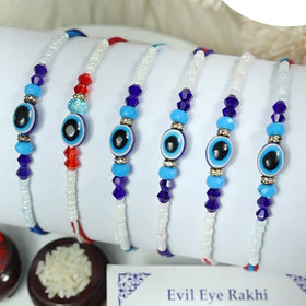 Evil Eye Combo Rakhi Bhaiya Bhabhi Rakhi Set with Roli Tilak & Best Brother Sister