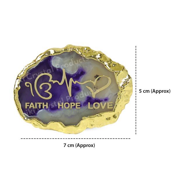 Crystal Stone Agate Faith Hope Love Sileces & Coaster for Table Decoration