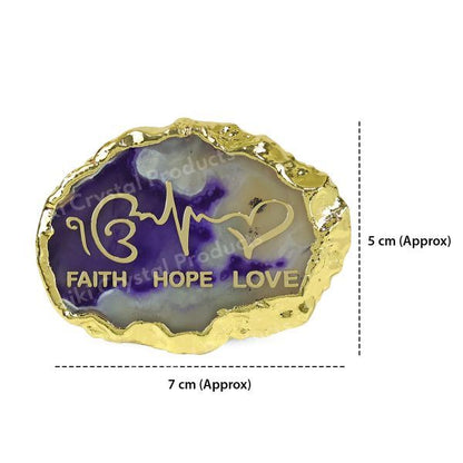 Crystal Stone Agate Faith Hope Love Sileces & Coaster for Table Decoration