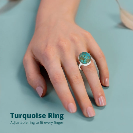 Firoza Turquoise Ring With Metal For Unisex