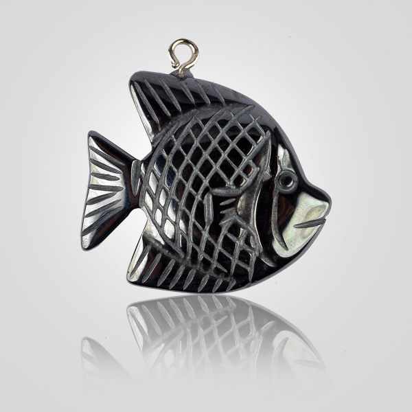 Hematite Crystal Fish Shape Pendant