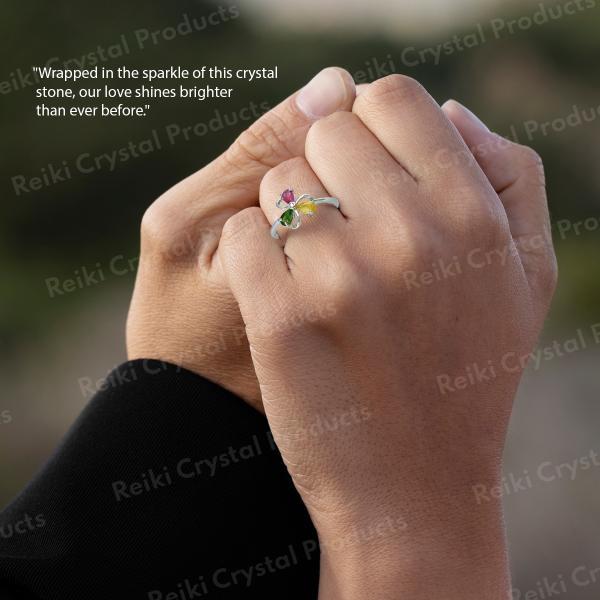 AAA Adjustable Multi Tourmaline Gemstone Ring for Women Girls
