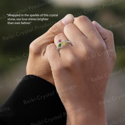 AAA Adjustable Multi Tourmaline Gemstone Ring for Women Girls