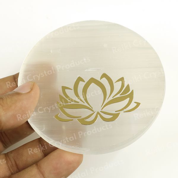 Selenite Flower Charging Plate for Reiki Crystal Cleansing Size 7.6 cm (3 inch)