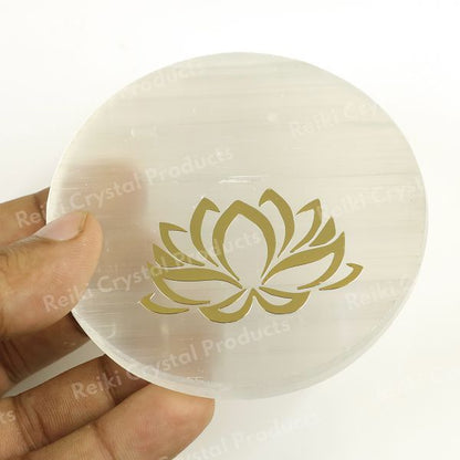 Selenite Flower Charging Plate for Reiki Crystal Cleansing Size 7.6 cm (3 inch)