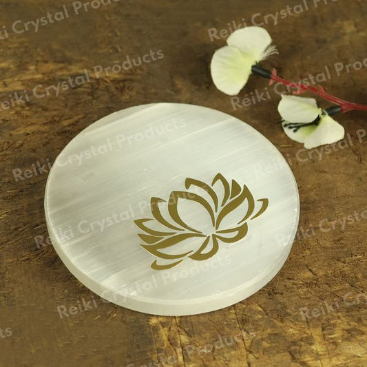 Selenite Flower Charging Plate for Reiki Crystal Cleansing Size 7.6 cm (3 inch)