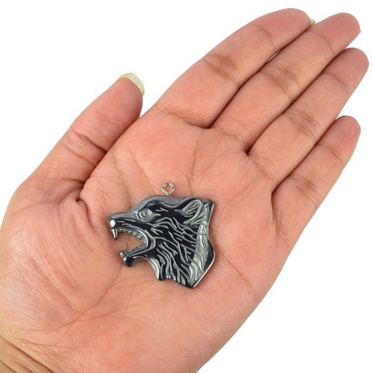 Hematite Crystal Stone Tiger Pendant