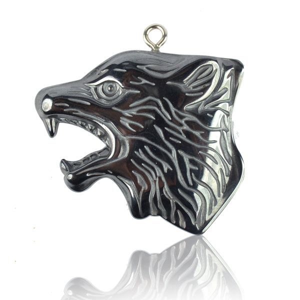 Hematite Crystal Stone Tiger Pendant