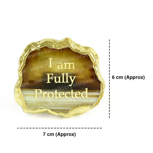 Crystal Stone Agate I am Fully Protected Sileces & Coaster for Table Decoration