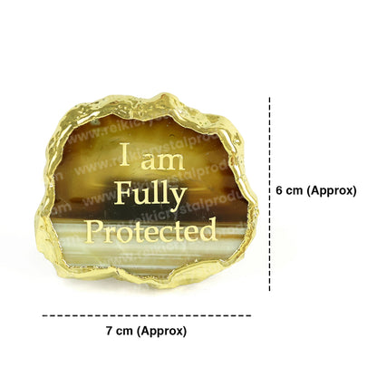 Crystal Stone Agate I am Fully Protected Sileces & Coaster for Table Decoration
