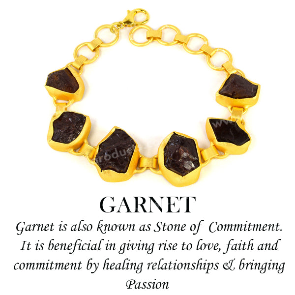 Natural Crystal Stone Copper Bracelet Garnet
