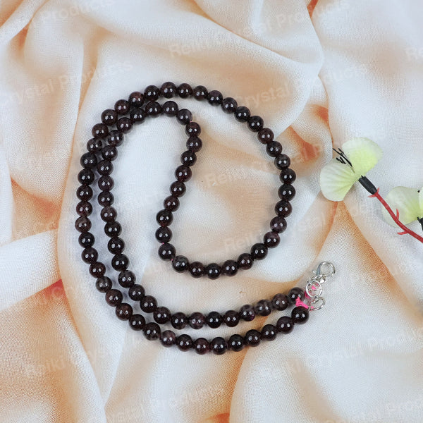 Natural Crystal Stone 6 mm Round Bead Necklace Mala for Girls & Women