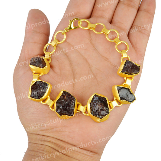 Natural Crystal Stone Copper Bracelet Garnet