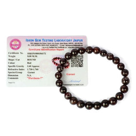 Certified Garnet 8 mm Round Bead Bracelet