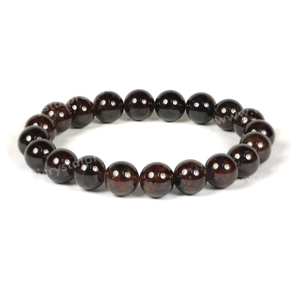 Garnet 10 mm Round Bead Bracelet