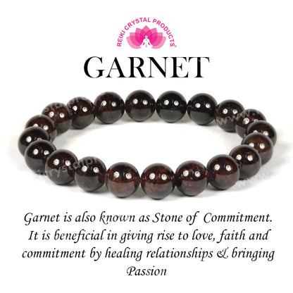 Garnet 10 mm Round Bead Bracelet