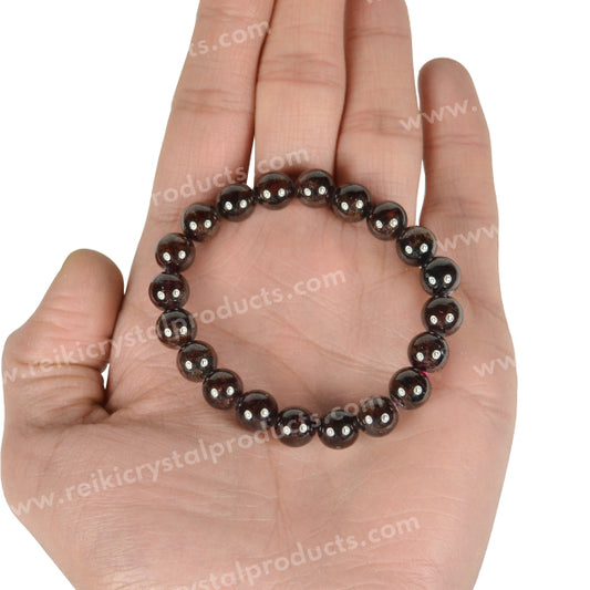 Garnet 10 mm Round Bead Bracelet