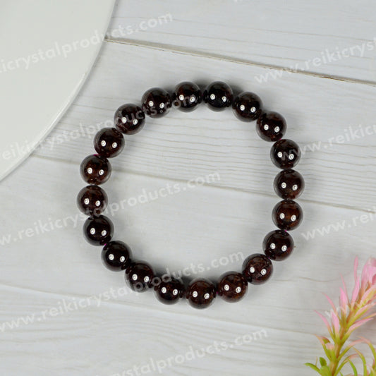 Garnet 10 mm Round Bead Bracelet