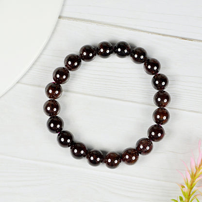 Garnet 10 mm Round Bead Bracelet