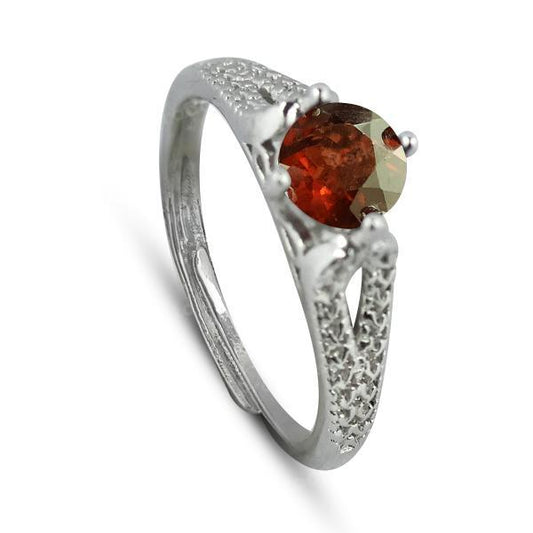 AAA Garnet Gomed Hessonite Gemstone Adjustable Ring for Women Girls