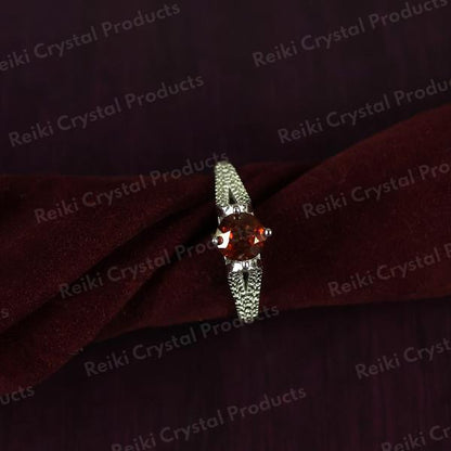 AAA Garnet Gomed Hessonite Gemstone Adjustable Ring for Women Girls