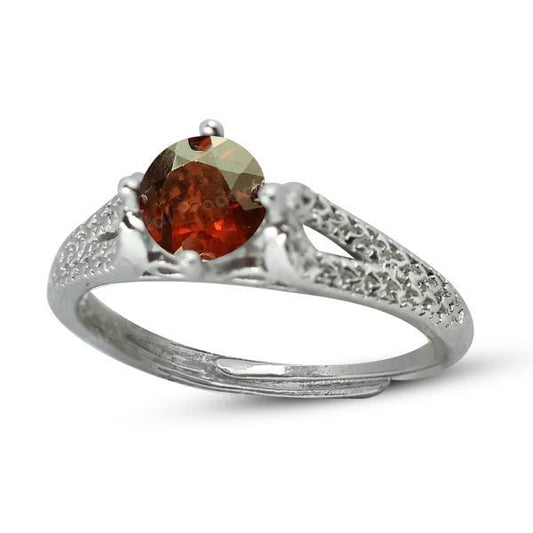 AAA Garnet Gomed Hessonite Gemstone Adjustable Ring for Women Girls