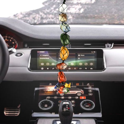 7 Chakra Tumble Stone Hanging with Crystal Chip for Car Hanging and Door Hanging 22.8 cm (9 inch)