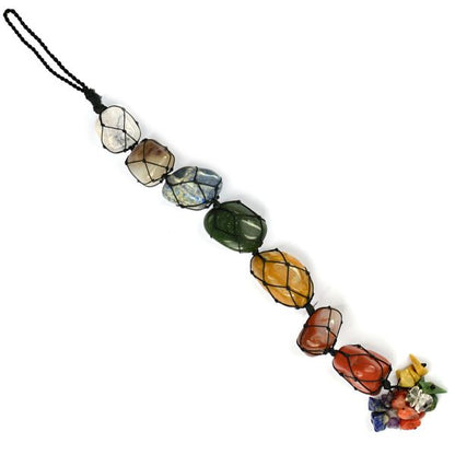7 Chakra Tumble Stone Hanging with Crystal Chip for Car Hanging and Door Hanging 22.8 cm (9 inch)