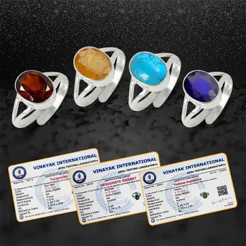 Natural Certified Original Gemstone Adjustable Silver Ring for Unisex